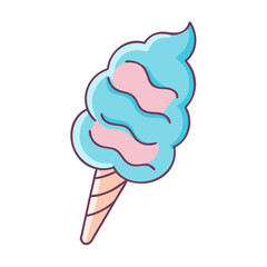 Illustration of blue and pink cotton candy on cone sweet treat dessert food snack isolated art