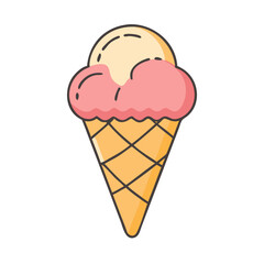 Ice cream cone dessert sweet treat summer food frozen delicious tasty yummy flavor illustration