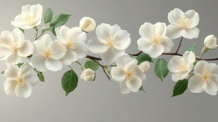 Fototapeta premium Delicate beauty, showcasing the purity of white mock orange blossoms in spring