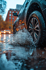 car in the rain