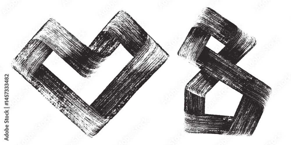 Poster one black continuous abstract line. straight lines drawn with a brush, irregular abstract shape, int