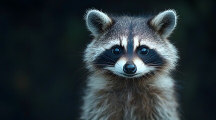 Fototapeta premium Curious raccoon rummaging through a dumpster at night surrounded by glowing eyes
