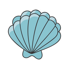 Illustration of blue seashell sea shell ocean beach marine life clam scallop nature summer design
