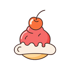 Delicious cupcake with cherry on top vector illustration dessert sweet treat bakery item design