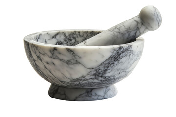Marble mortar and pestle for grinding spices.