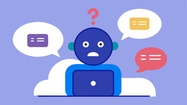 Chatbot Responses A frustrated user interacting with a chatbot that gives unhelpful responses based on biased training data illustrating problems in customer service due to biases.