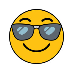Cool emoji smiley face with sunglasses vector illustration graphic design clipart image art drawing