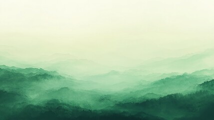 Fototapeta premium Serene Green Mountain Landscape Misty Hills Nature Scenery
