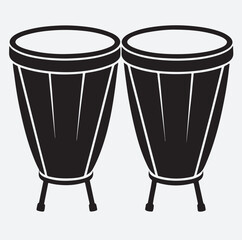 timbales silhouette vector art illustration, drums musical instruments