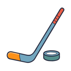 Hockey stick and puck illustration for winter sports equipment and ice hockey game vector design