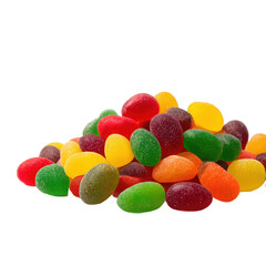 Pile of colorful jelly beans on transparent background