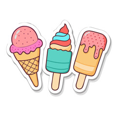 Ice cream cone and popsicle vector illustration summer dessert sweet treat frozen food graphic design art