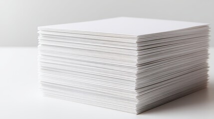 A neat stack of white paper sheets ready for printing or crafting projects.