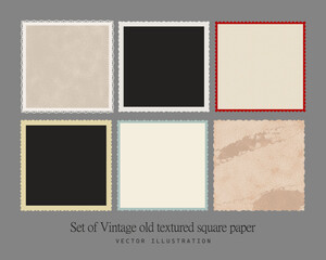 Vintage Old Textured Square Photo Paper. Grunge background. Vector isolated illustration