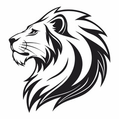Modern lion head logo icon in flat vector format, symbol of courage, leadership, and luxury branding