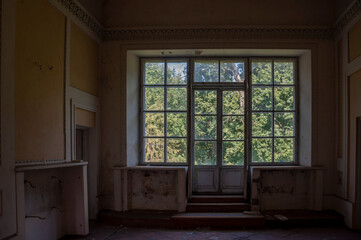 An abandoned historic old manor and palace in Maciejowice in Poland