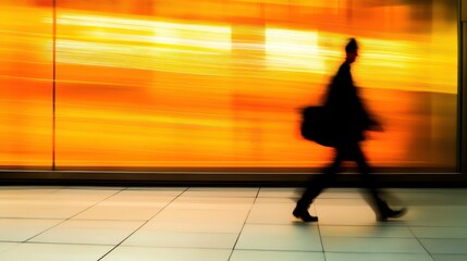 Silhouette of a person walking in front of a glowing background