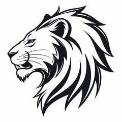Lion head logo vector icon with sharp lines, isolated background for logos, badges, or sports team design.
