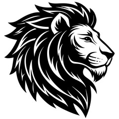 Fototapeta premium Stylized lion head icon vector, isolated for use in logos, heraldry, tattoo design, or fashion branding.