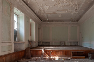An abandoned historic old manor and palace in Maciejowice in Poland