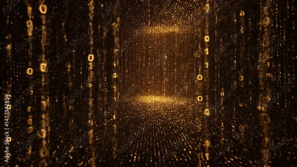 Poster numbers falling digital style abstract background animation