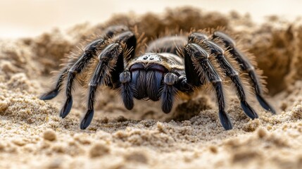 Close-up of a Tarantula in its Burrow