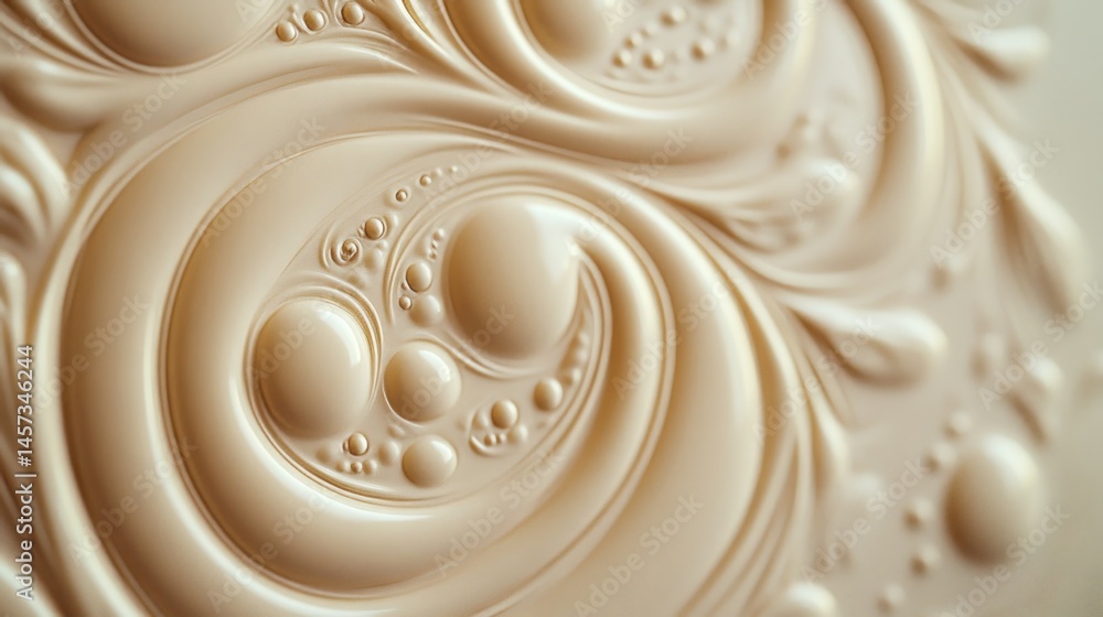 Poster an abstract creamy pattern displays multiple circular swirls and bubbles shapes
