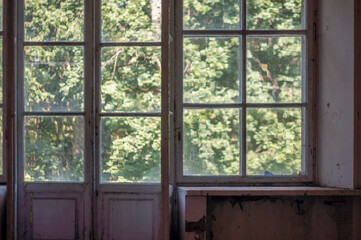 An abandoned historic old manor and palace in Maciejowice in Poland