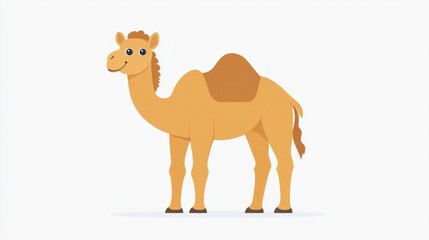 Cartoon camel, happy, profile view