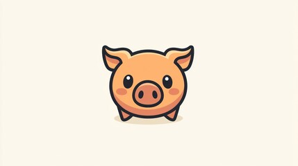 Obraz premium Adorable cartoon pig with a friendly expression, simple design. A charming, minimalist illustration