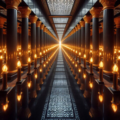 Torchlit Infinite Stone Tomb Path