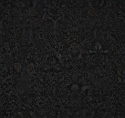 Intricate black damask, gothic style, shadowy details, brocade, motif