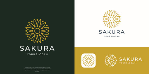 geometry line flower logo sakura minimalist concept.
