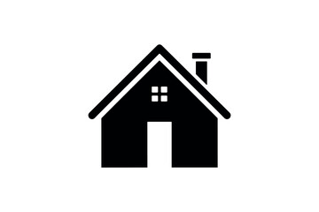 Minimalist House Icon with Roof and Chimney