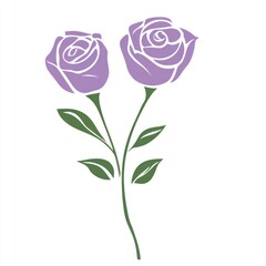 Obraz premium Two stylized lavender roses on stem