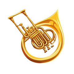 Obraz premium A golden French horn musical instrument isolated on black background