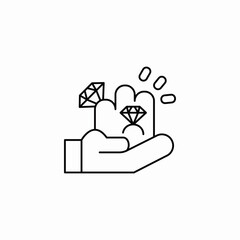 diamonds hand gift icon sign vector