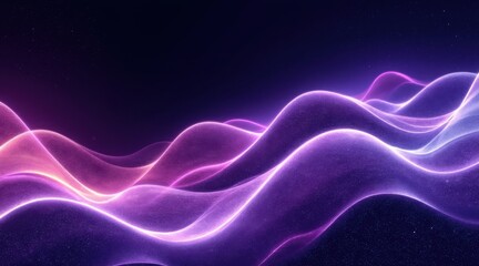 Obraz premium Abstract glowing wave shapes in vibrant pink and purple colors against a starry dark background for artistic designs