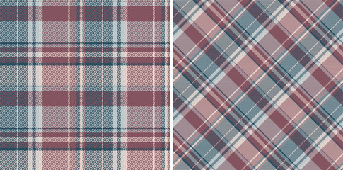 Elegant duo of muted pink, blue, and maroon plaid patterns.  Perfect for textile design, fashion, websites, or home decor projects.