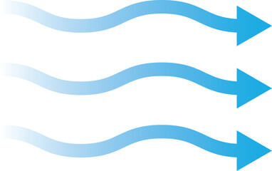 Air flow. Blue arrow showing direction of air movement. Wind direction arrow. Vector illustration isolated on white background.