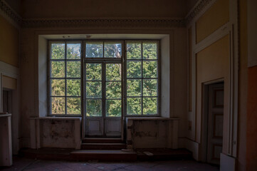 An abandoned historic old manor and palace in Maciejowice in Poland