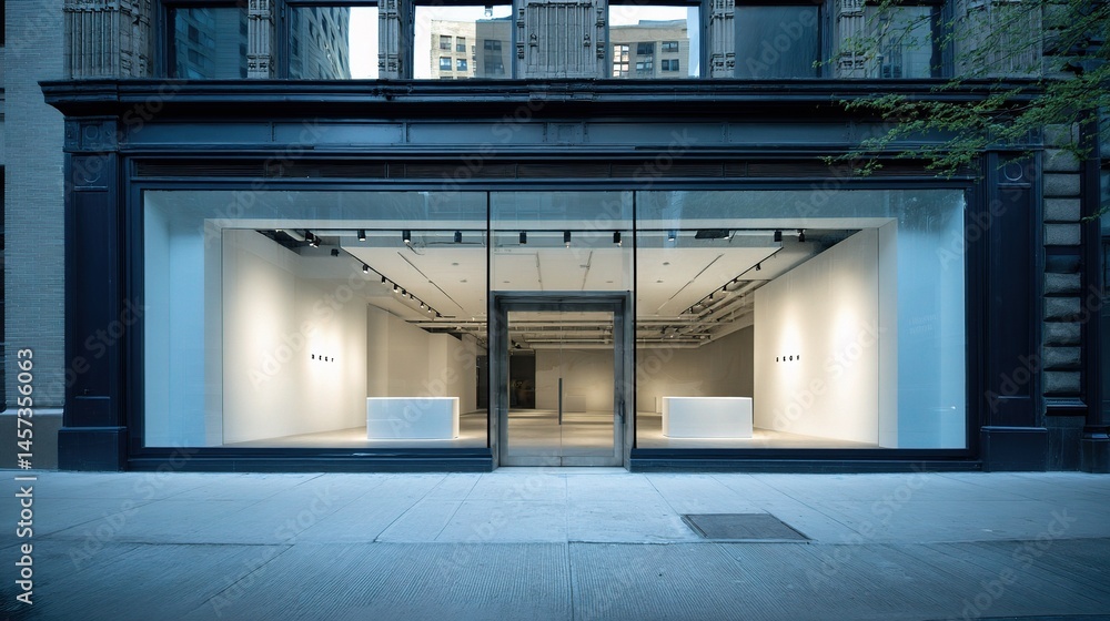 Poster modern minimalist retail storefront with large transparent windows