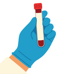 Gloved Hand Holding Blood Test Tube Illustration