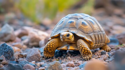 Obraz premium Majestic Galapagos Tortoise on Volcanic Rocks