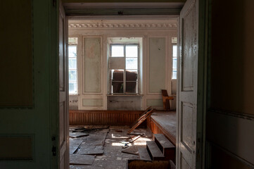 An abandoned historic old manor and palace in Maciejowice in Poland