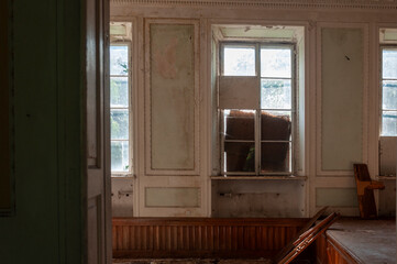 An abandoned historic old manor and palace in Maciejowice in Poland