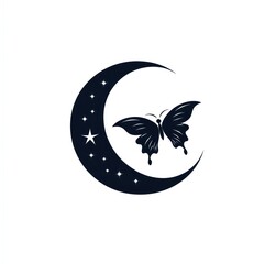 Fototapeta premium Moon and Butterfly Silhouette