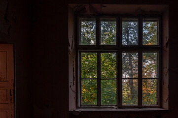 An abandoned historic old manor and palace in Maciejowice in Poland