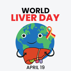 World Liver day on April 19th Illustration to Raise Global Awareness of Hepatitis in Flat Cartoon Hand Drawn for Web Banner or Landing Page Templates