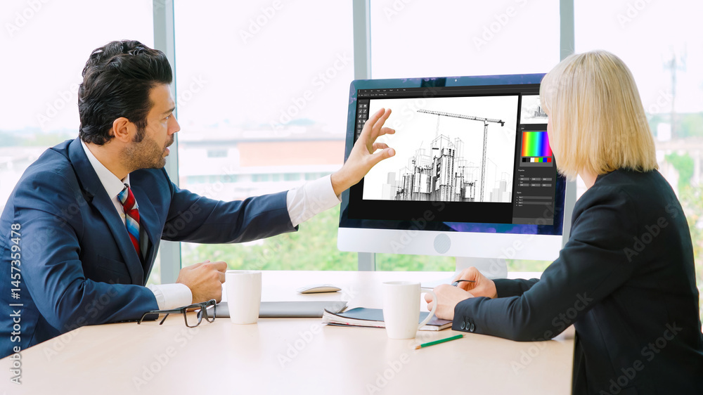 Poster architectural design modish software application for architect business and professional designer